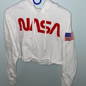 White NASA cropped hoodie
